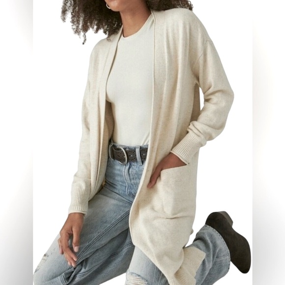 NWT Lucky Brand Cashmere Luxury Scandi-Core Long Line Patch-Pocket Cardigan - Picture 6 of 9